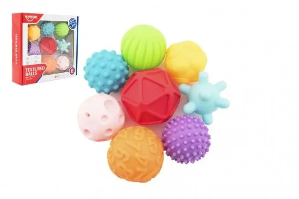 Teddies Sada míčků 8ks s texturou gumové 6-7cm