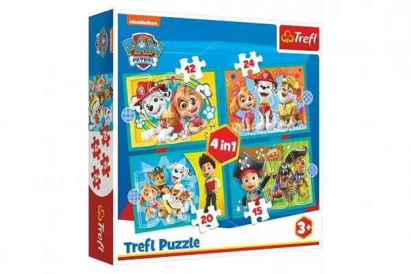 Tlapková patrola: Šťastný tým 4v1 - puzzle z kategorie 15 – 60 dielikov