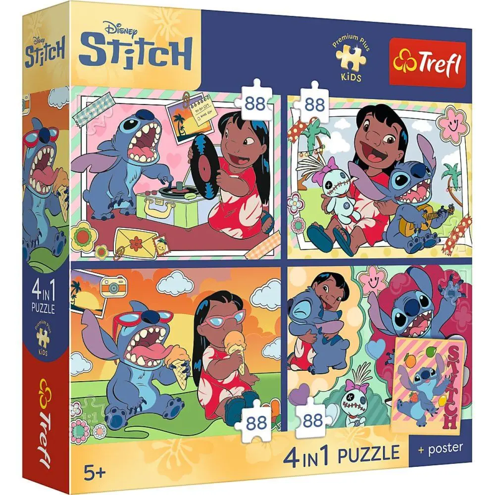 Trefl Puzzle Premium 4v1 Lilo&Stitch 4x88 dílků 28,5x20,5cm