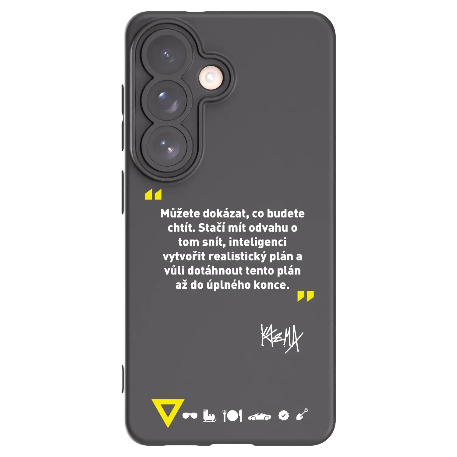 Silikonový černý obal pro Samsung Galaxy S26 - Kazma - MŮŽETE DOKÁZAT, CO BUDETE CHTÍT
