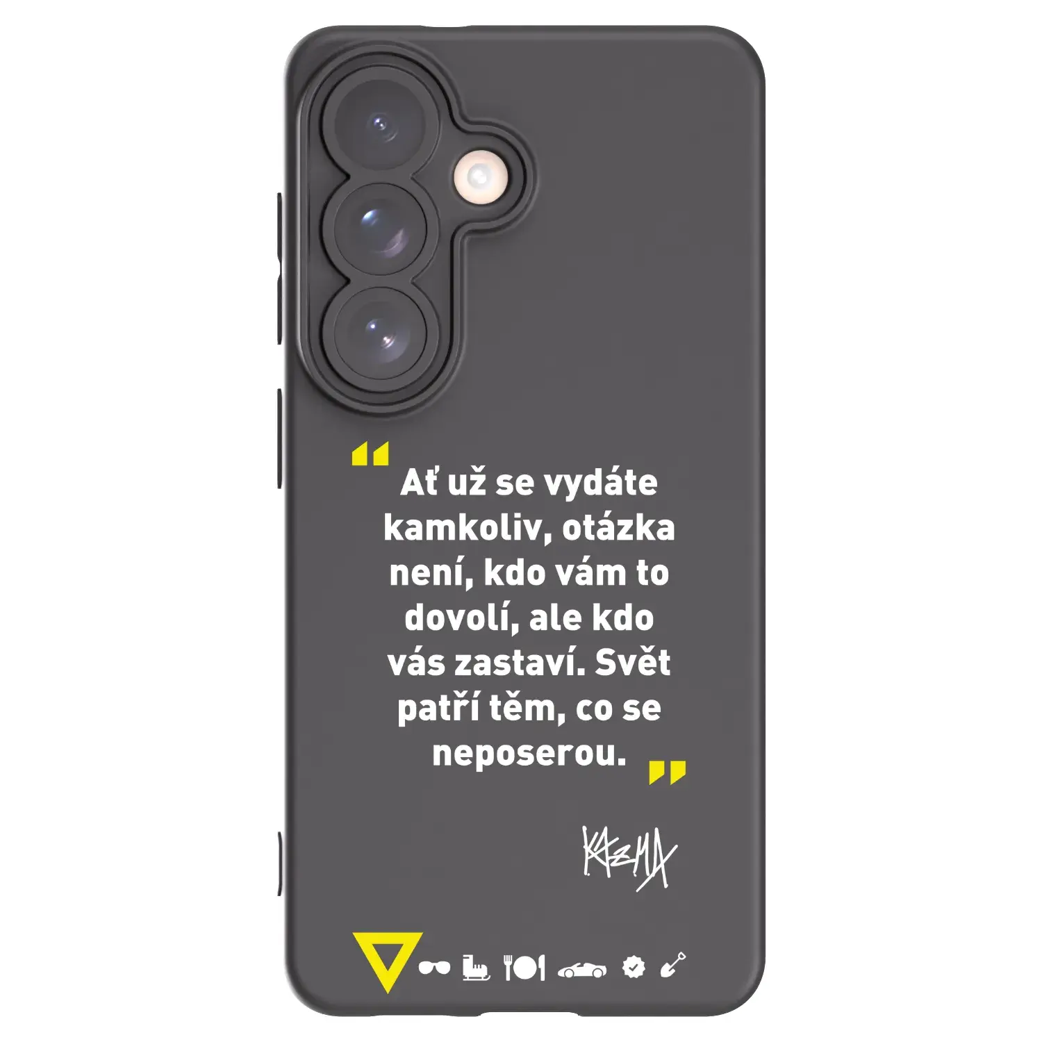 Silikonový černý obal pro Samsung Galaxy S26 - Kazma - SVĚT PATŘÍ TĚM, CO SE NEPOSEROU