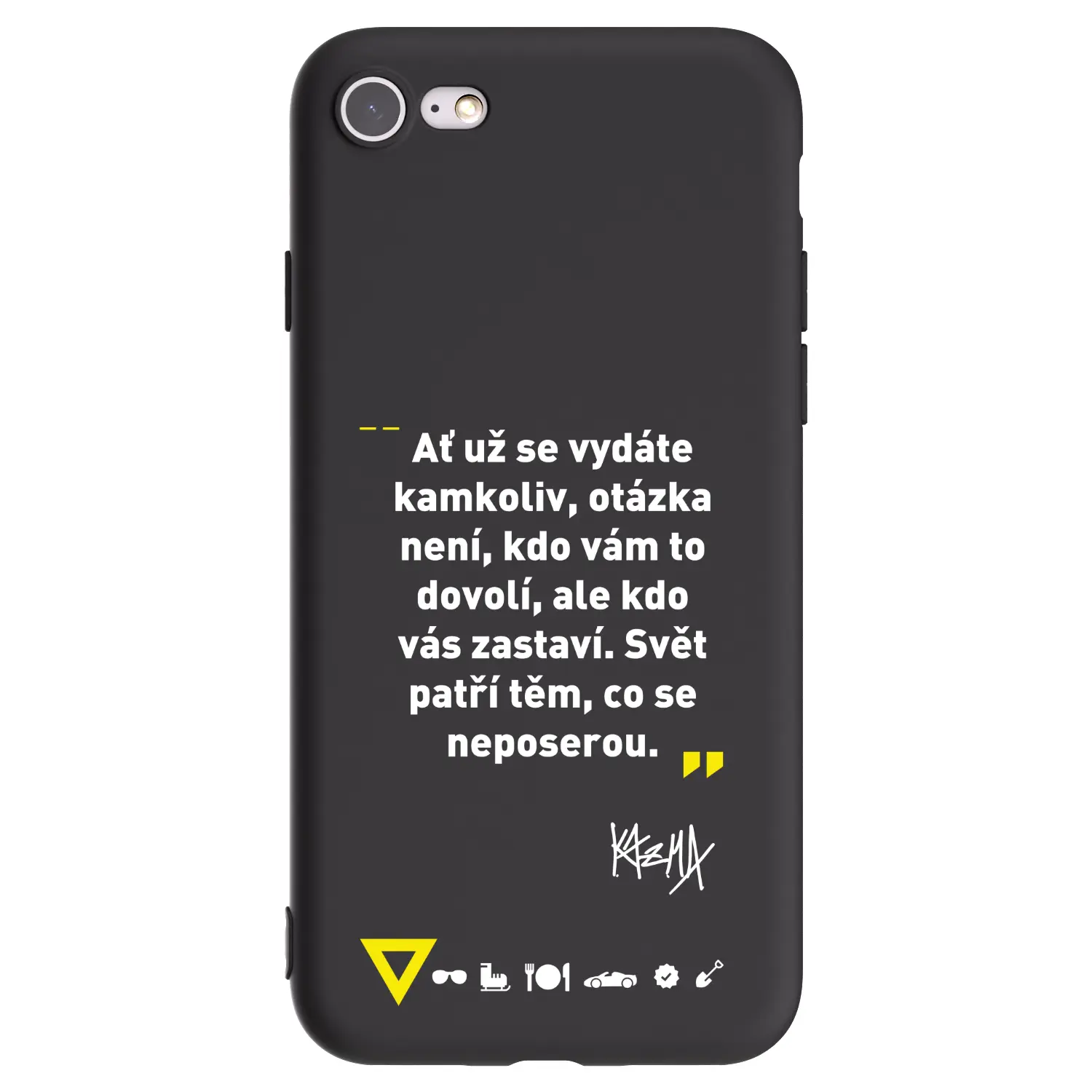 Silikonový černý obal pro Apple iPhone SE 2020 - Kazma - SVĚT PATŘÍ TĚM, CO SE NEPOSEROU