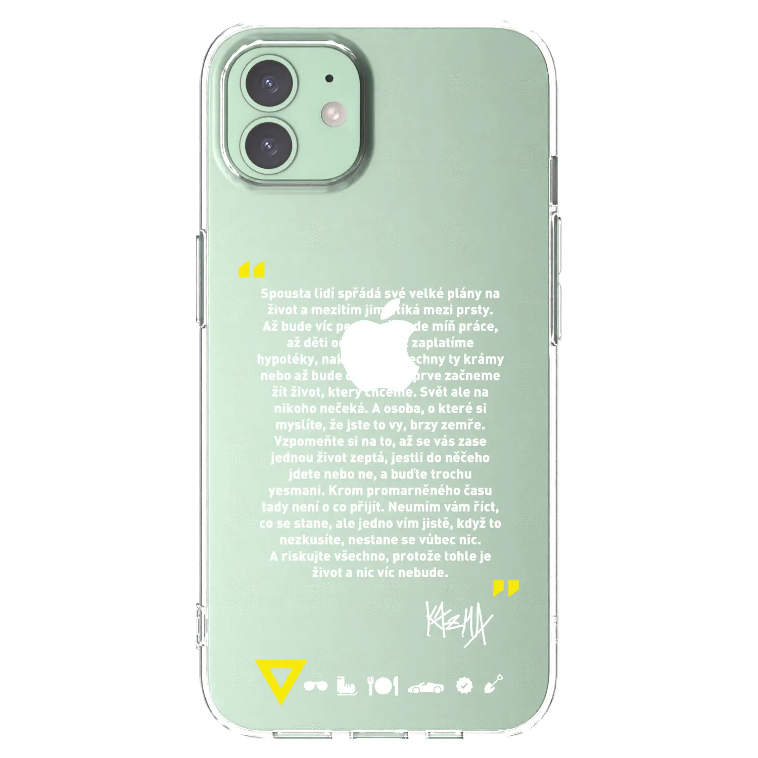 Silikonový průhledný obal pro Apple iPhone 12 - Kazma - BUĎTE TROCHU YESMANI