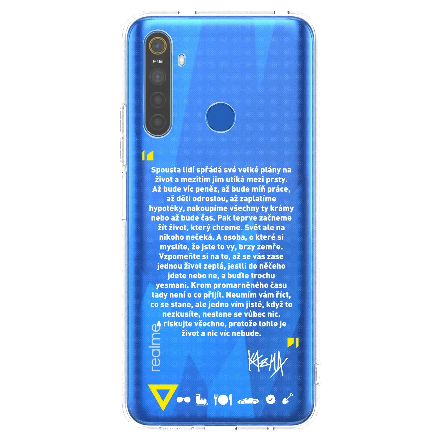 Silikonový průhledný obal pro Realme 5 - Kazma - BUĎTE TROCHU YESMANI