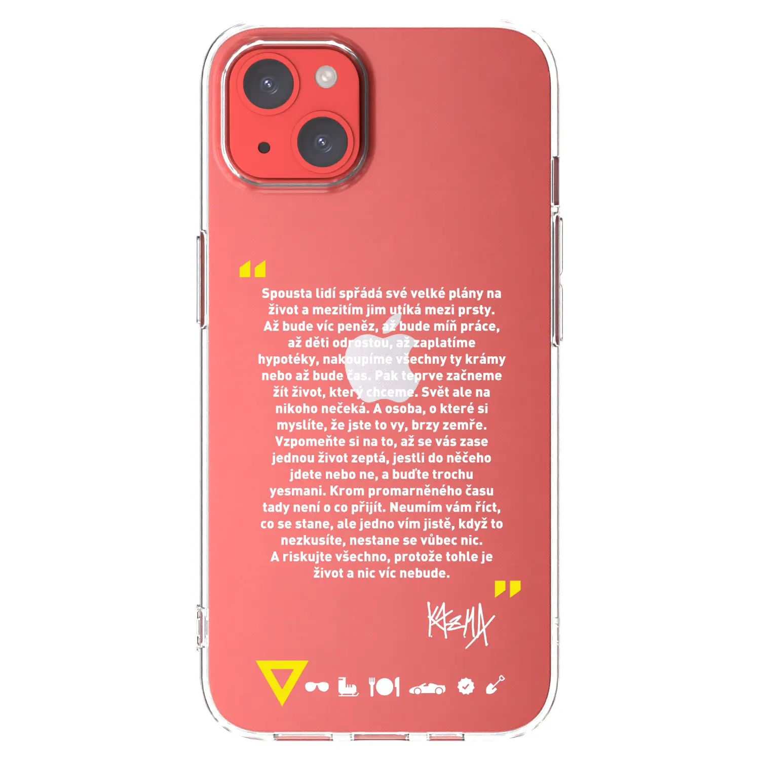 Silikonový průhledný obal pro Apple iPhone 13 - Kazma - BUĎTE TROCHU YESMANI