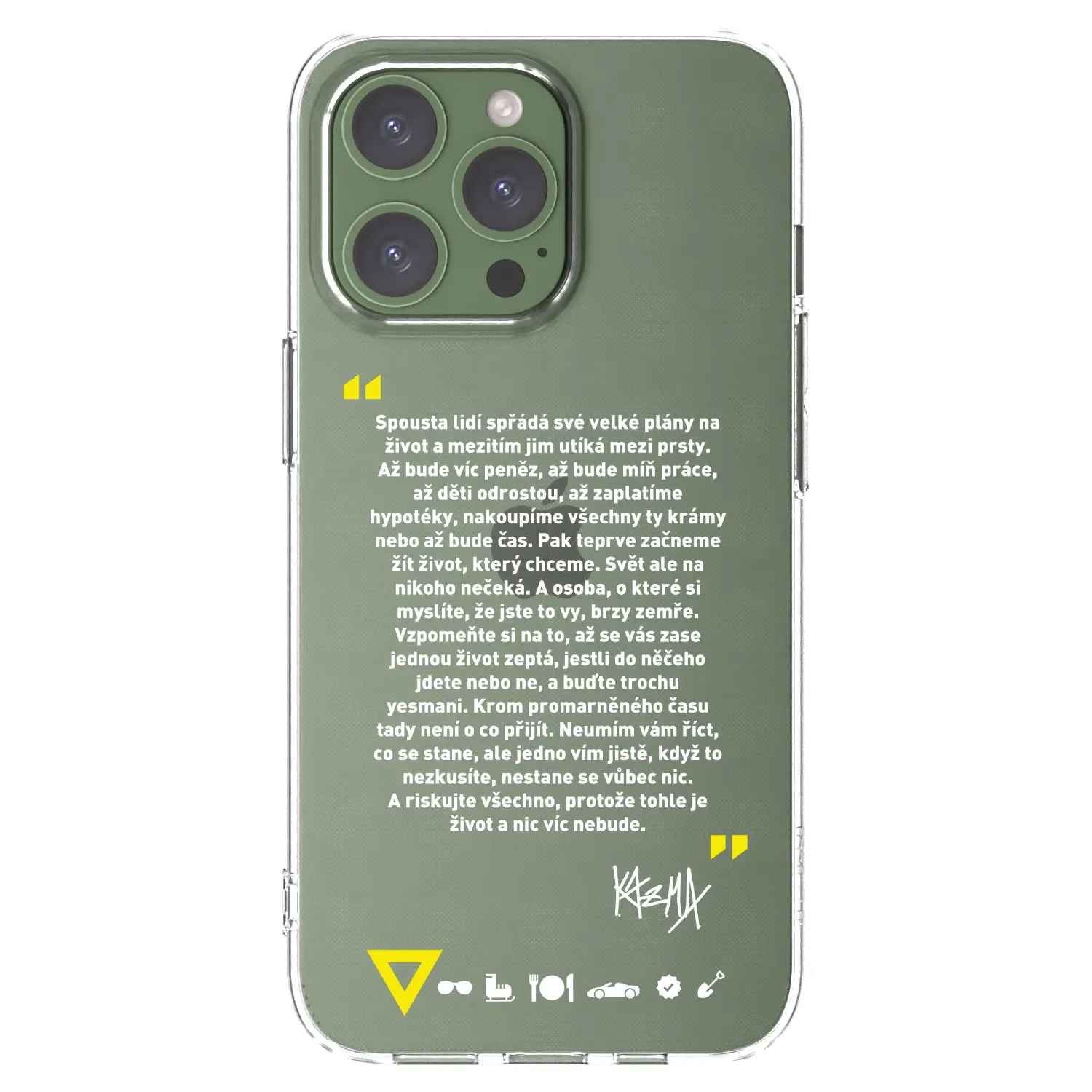 Silikonový průhledný obal pro Apple iPhone 13 Pro - Kazma - BUĎTE TROCHU YESMANI