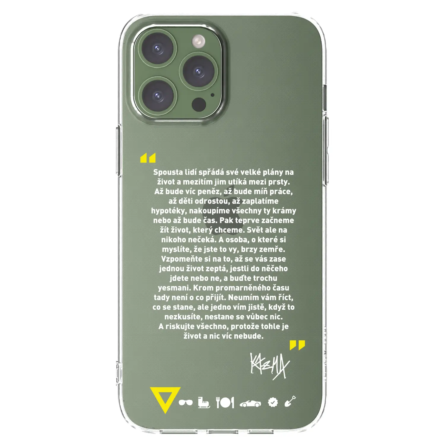 Silikonový průhledný obal pro Apple iPhone 13 Pro Max - Kazma - BUĎTE TROCHU YESMANI