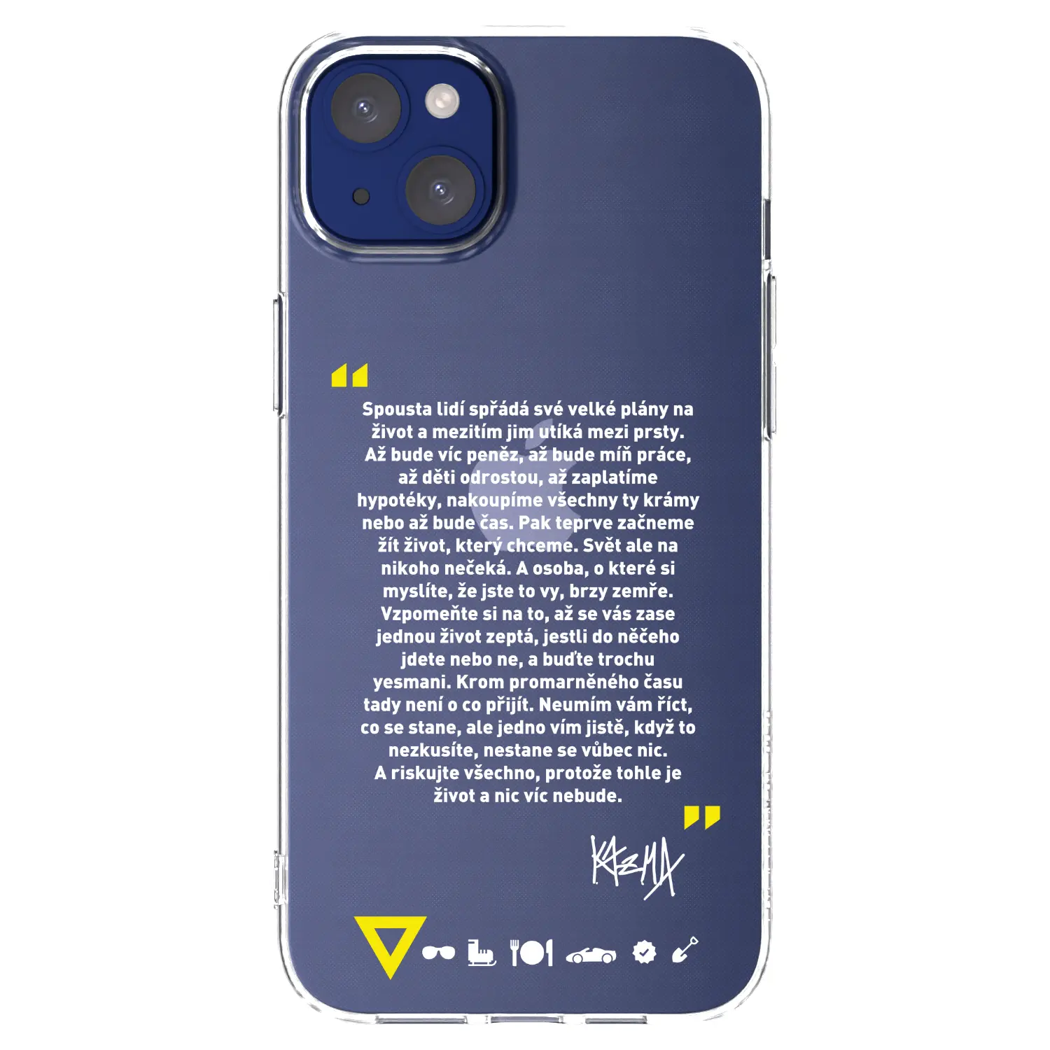 Silikonový průhledný obal pro Apple iPhone 14 Plus - Kazma - BUĎTE TROCHU YESMANI