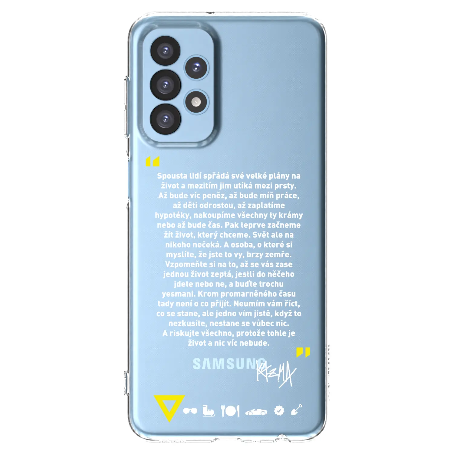 Silikonový průhledný obal pro Samsung Galaxy A23 A235F 4G - Kazma - BUĎTE TROCHU YESMANI