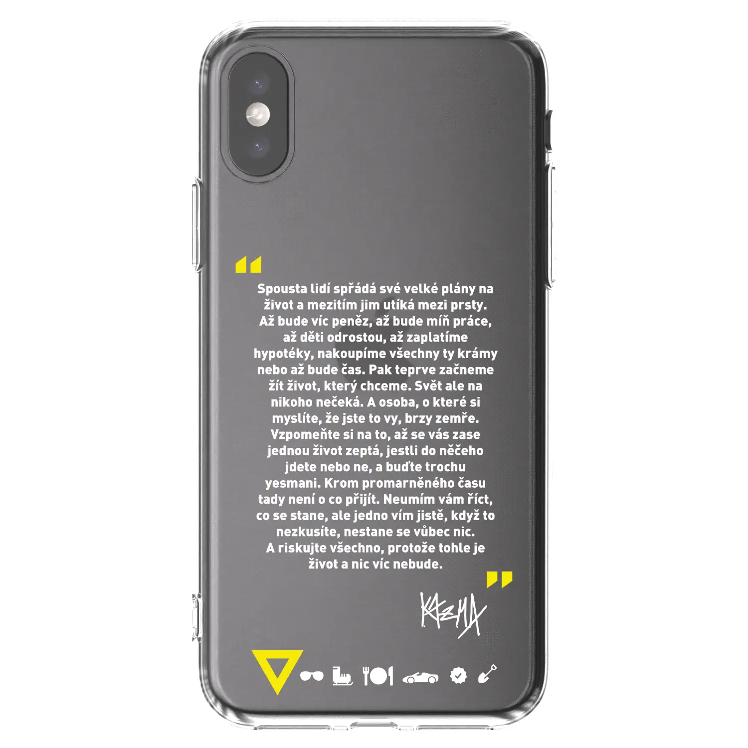 Silikonový průhledný obal pro Apple iPhone X/XS - Kazma - BUĎTE TROCHU YESMANI
