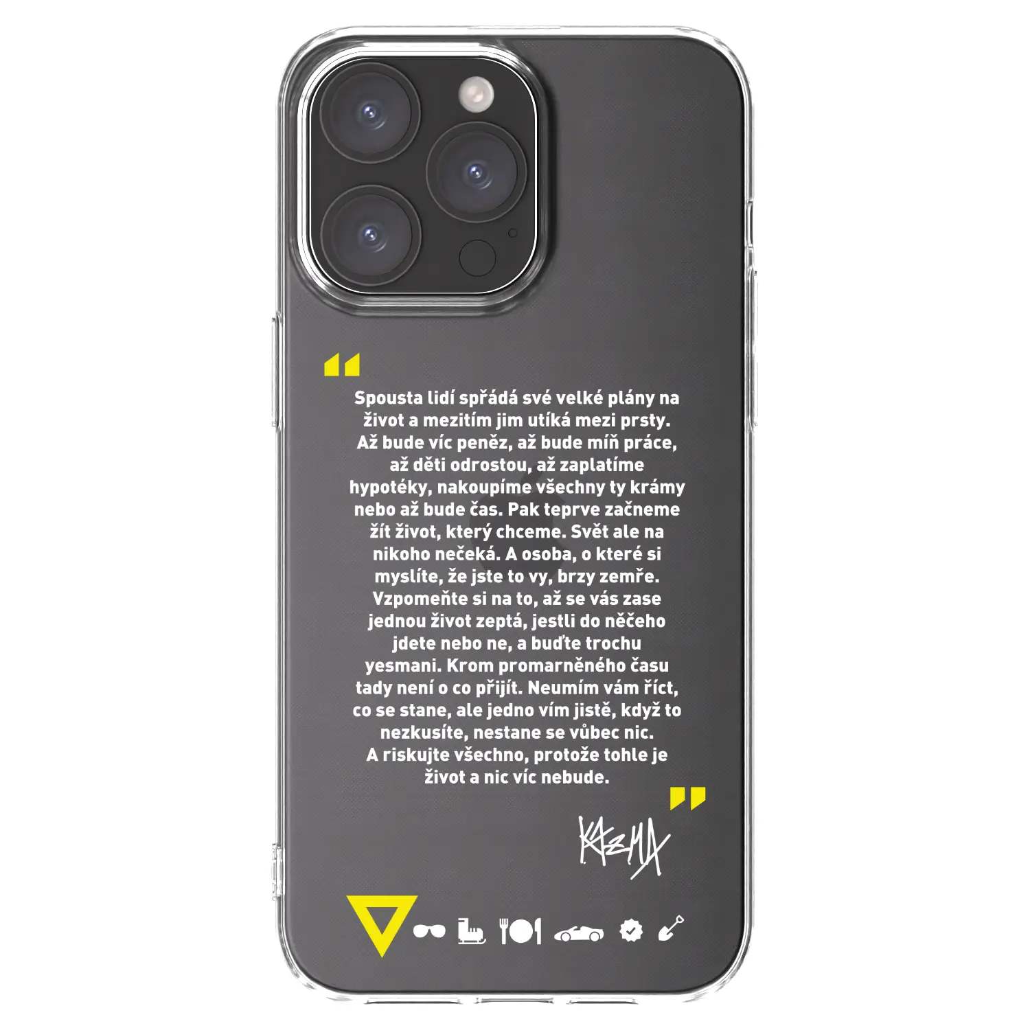 Silikonový průhledný obal pro Apple iPhone 15 Pro Max - Kazma - BUĎTE TROCHU YESMANI