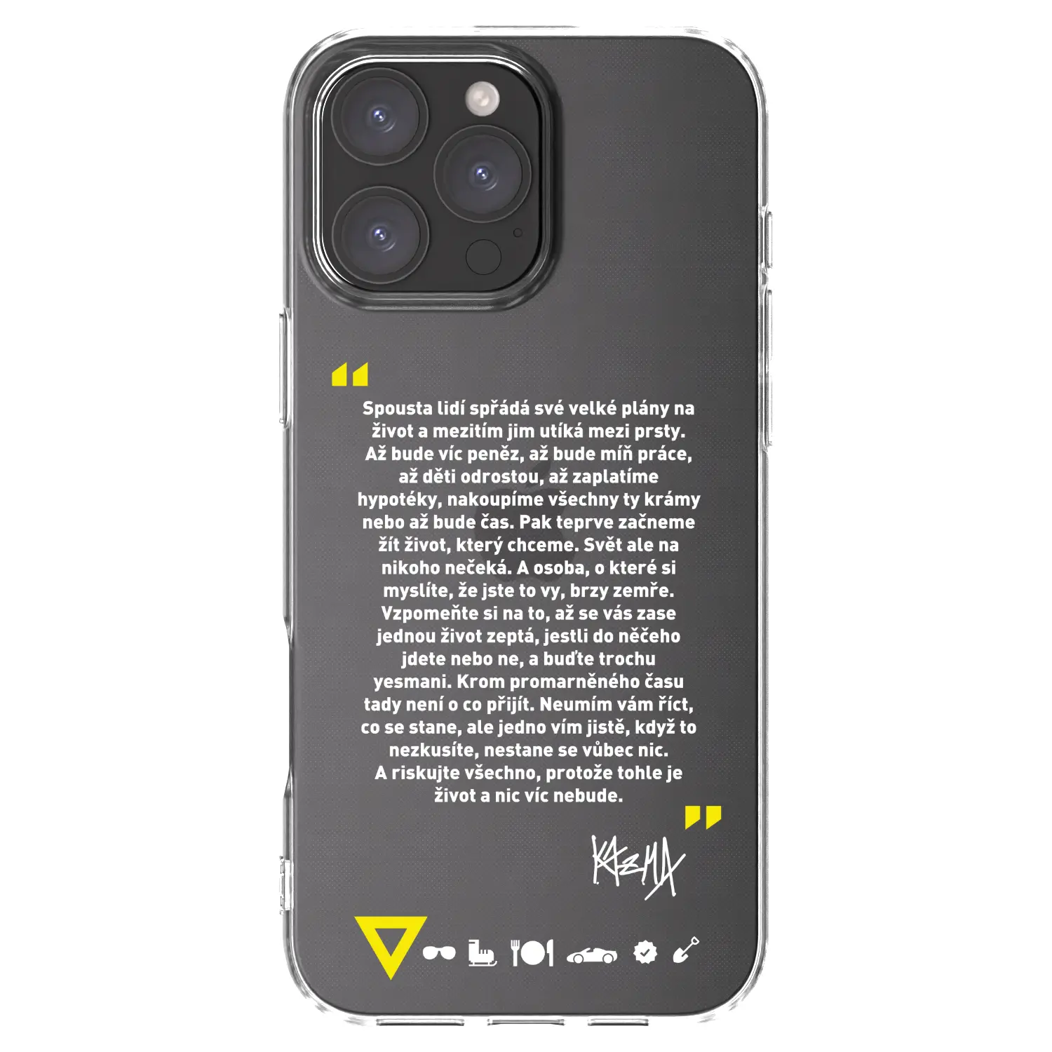 Silikonový průhledný obal pro Apple iPhone 16 Pro Max - Kazma - BUĎTE TROCHU YESMANI
