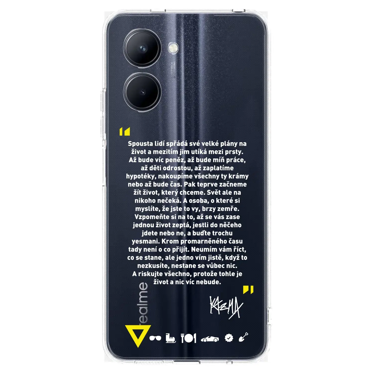 Silikonový průhledný obal pro Realme C33 (2023) - Kazma - BUĎTE TROCHU YESMANI