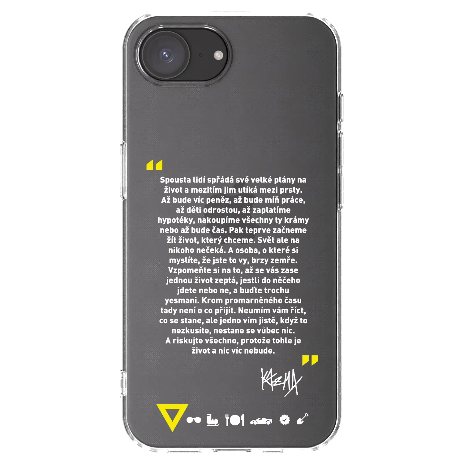 Silikonový průhledný obal pro Apple iPhone 16e - Kazma - BUĎTE TROCHU YESMANI