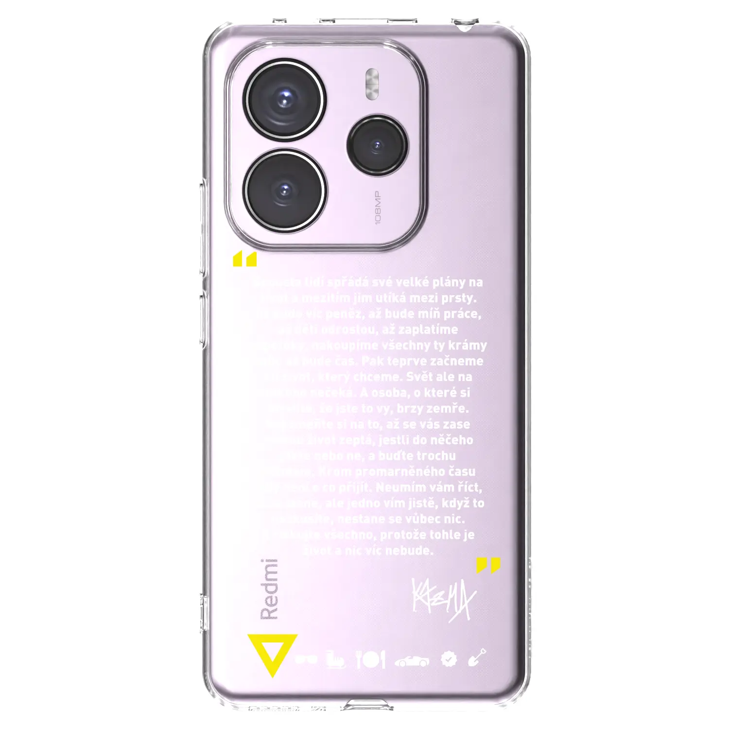 Silikonový průhledný obal pro Xiaomi Redmi Note 14 5G - Kazma - BUĎTE TROCHU YESMANI