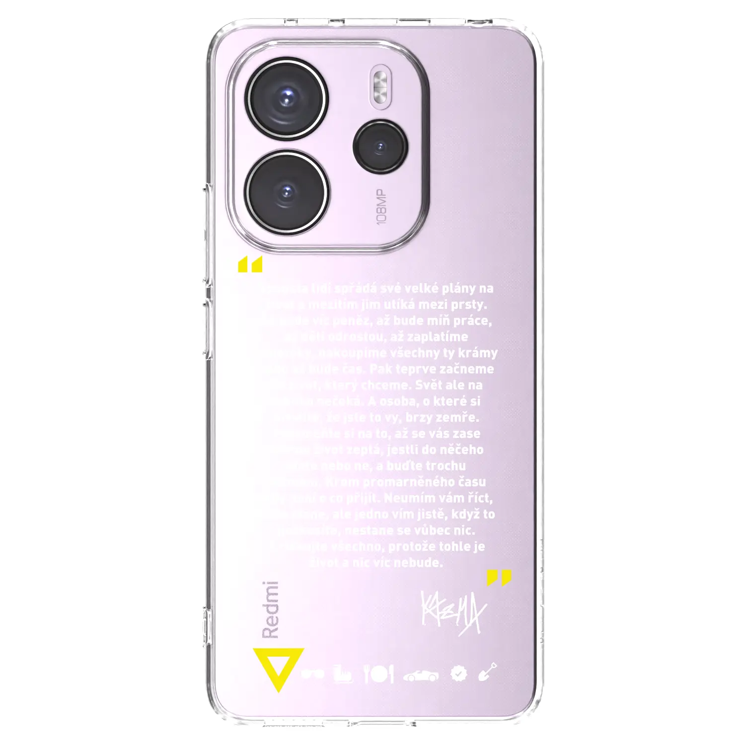 Silikonový průhledný obal pro Xiaomi Redmi Note 14 4G - Kazma - BUĎTE TROCHU YESMANI