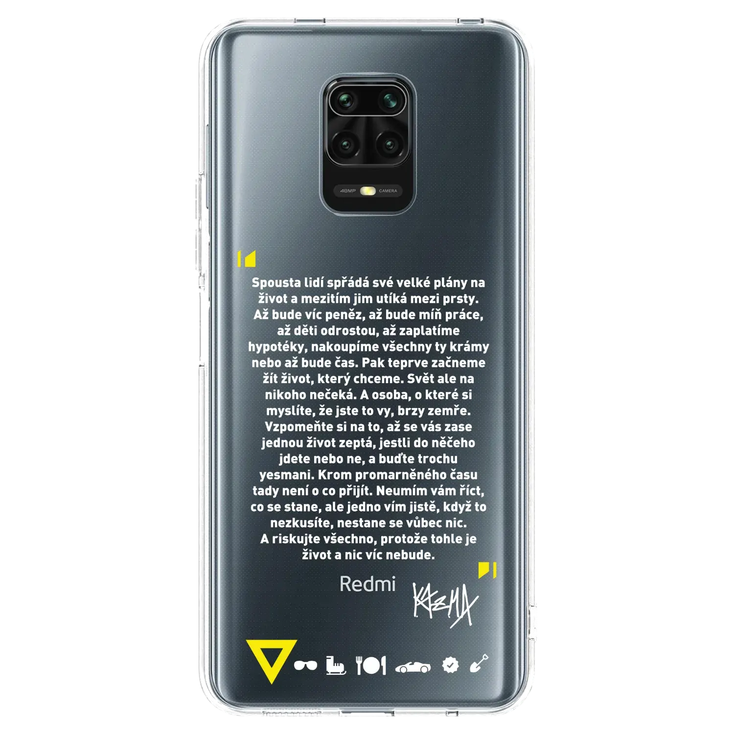Silikonový průhledný obal pro Xiaomi Redmi Note 9S - Kazma - BUĎTE TROCHU YESMANI