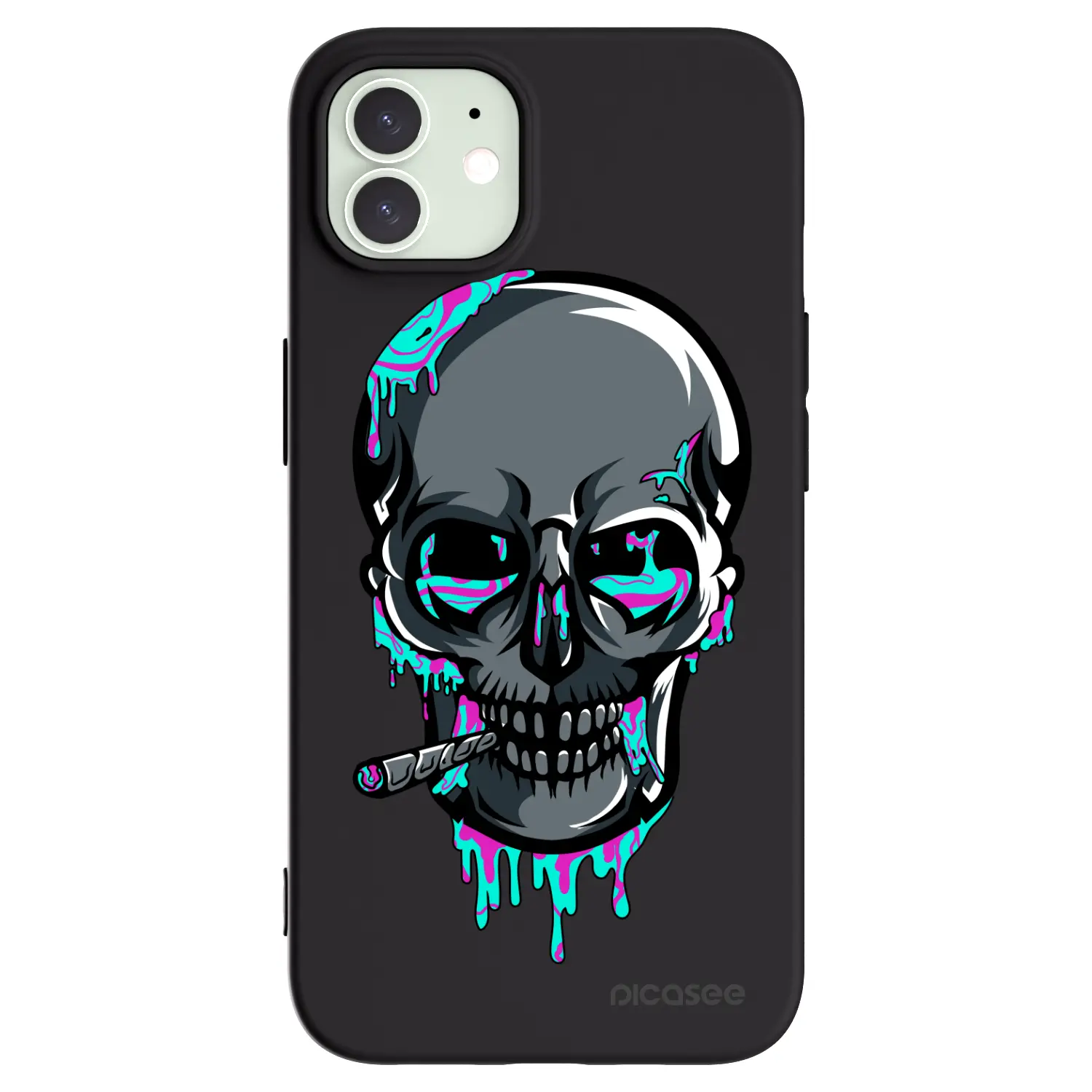 Silikonový černý obal pro Apple iPhone 12 Pro - EARTH - Lebka 3.0