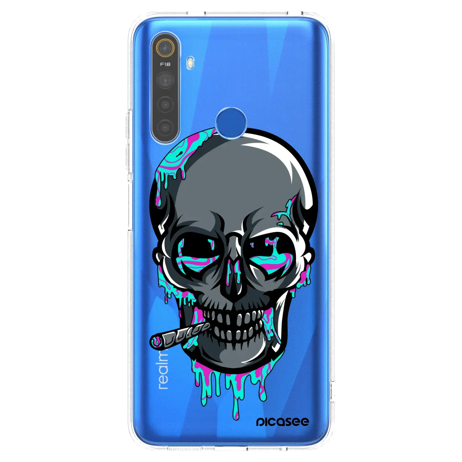 Silikonový průhledný obal pro Realme 5 - EARTH - Lebka 3.0