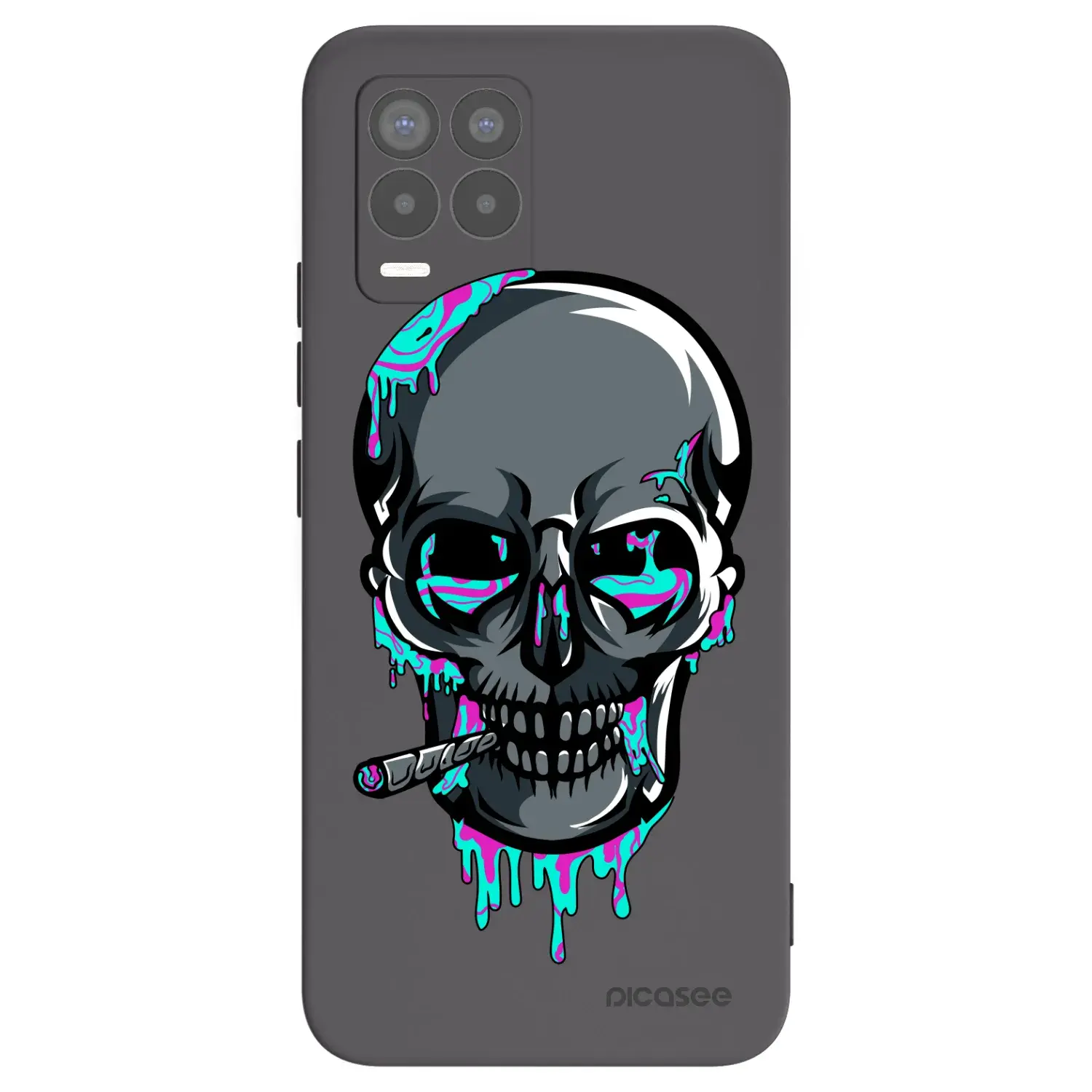 Silikonový černý obal pro Realme 8 Pro - EARTH - Lebka 3.0