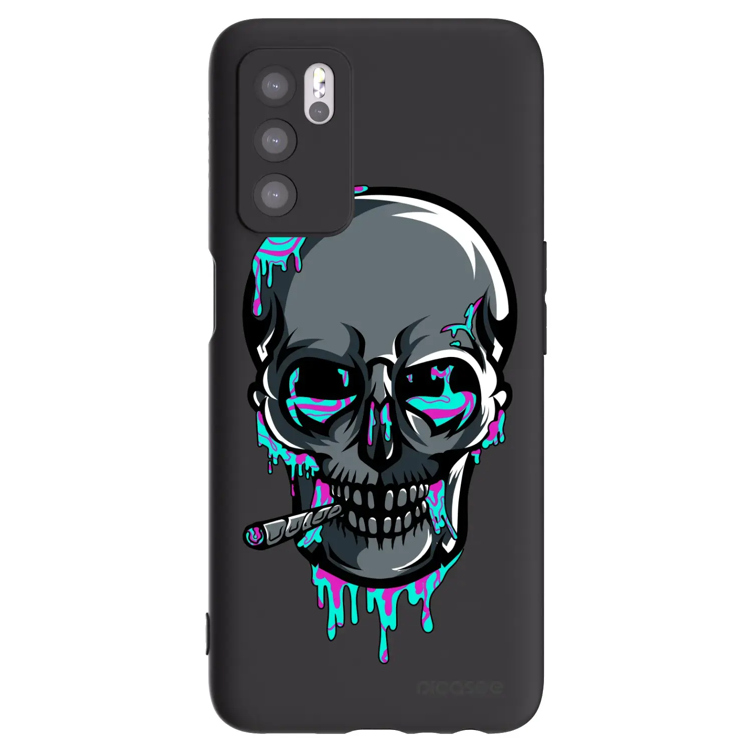 Silikonový černý obal pro OPPO A16s - EARTH - Lebka 3.0