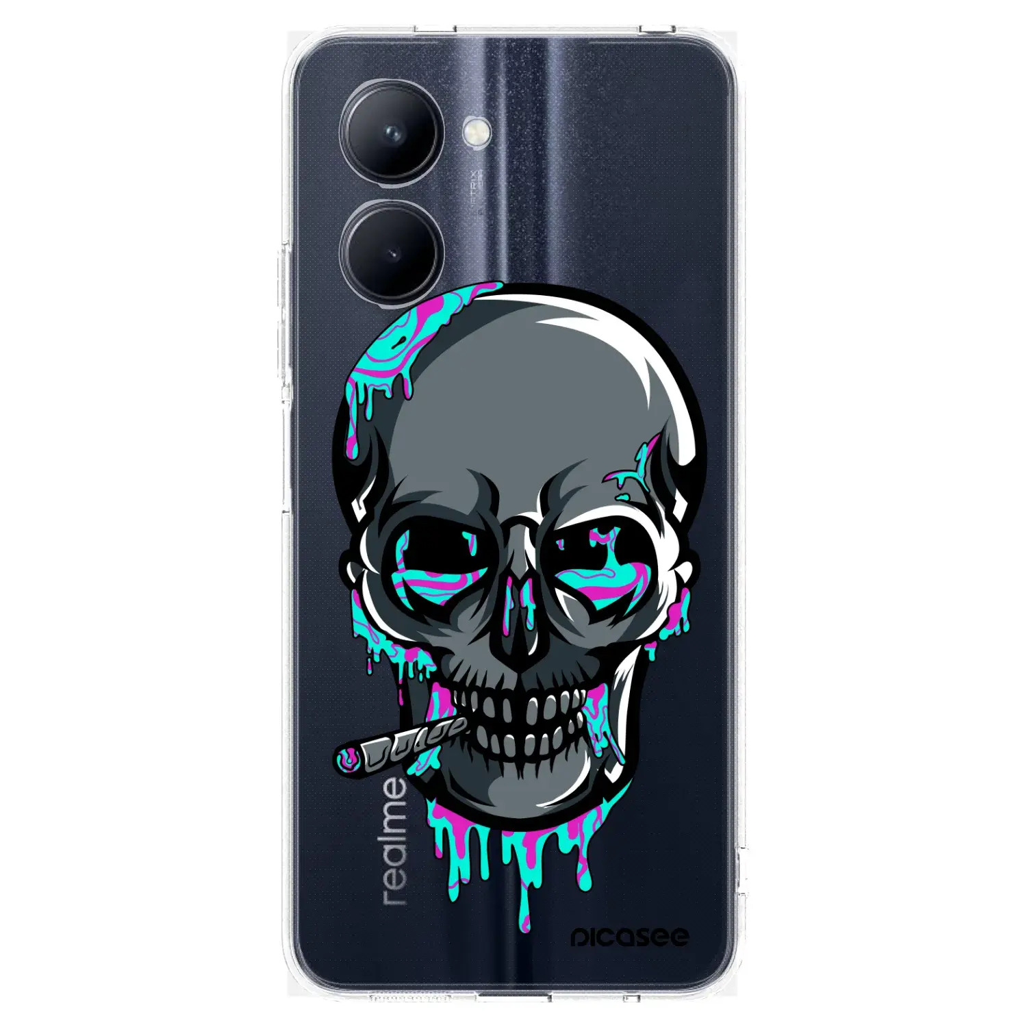 Silikonový průhledný obal pro Realme C33 (2023) - EARTH - Lebka 3.0