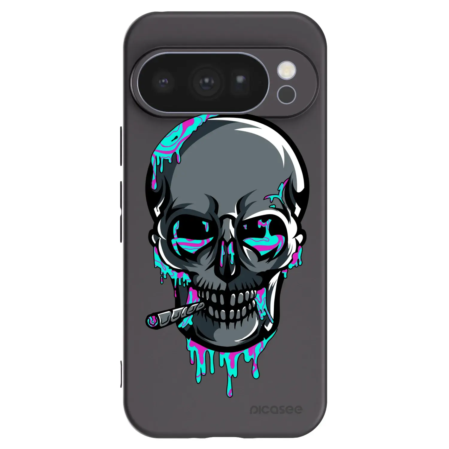 Silikonový černý obal pro Google Pixel 10 Pro - EARTH - Lebka 3.0