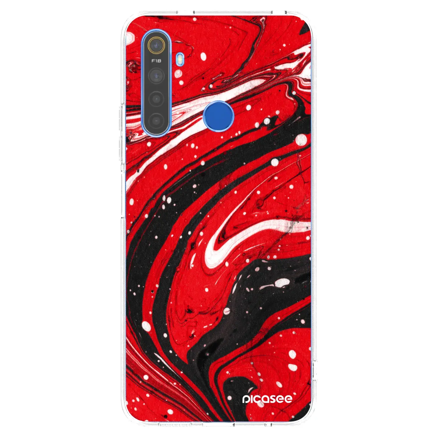 Silikonový průhledný obal pro Realme 5 - Red black