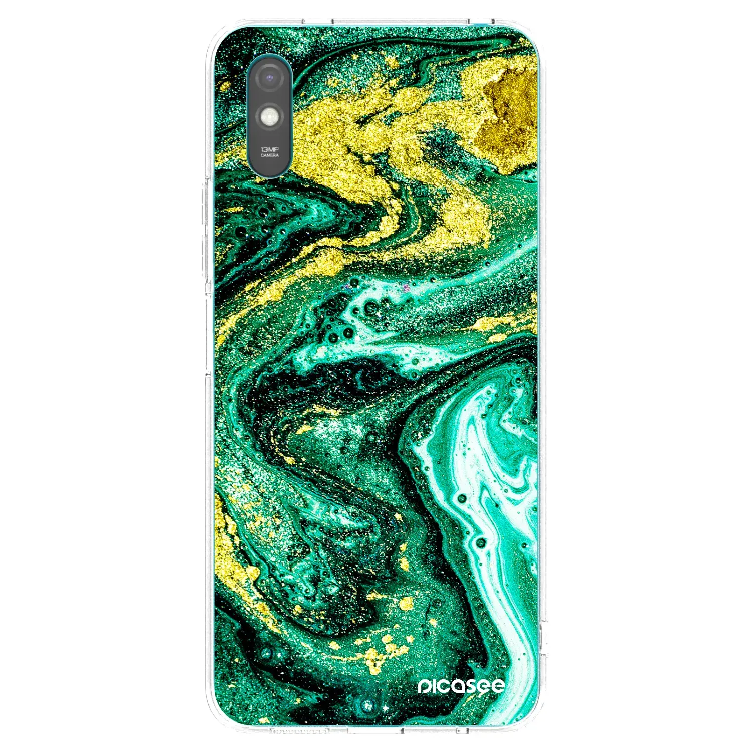 Silikonový průhledný obal pro Xiaomi Redmi 9AT - Green Gold