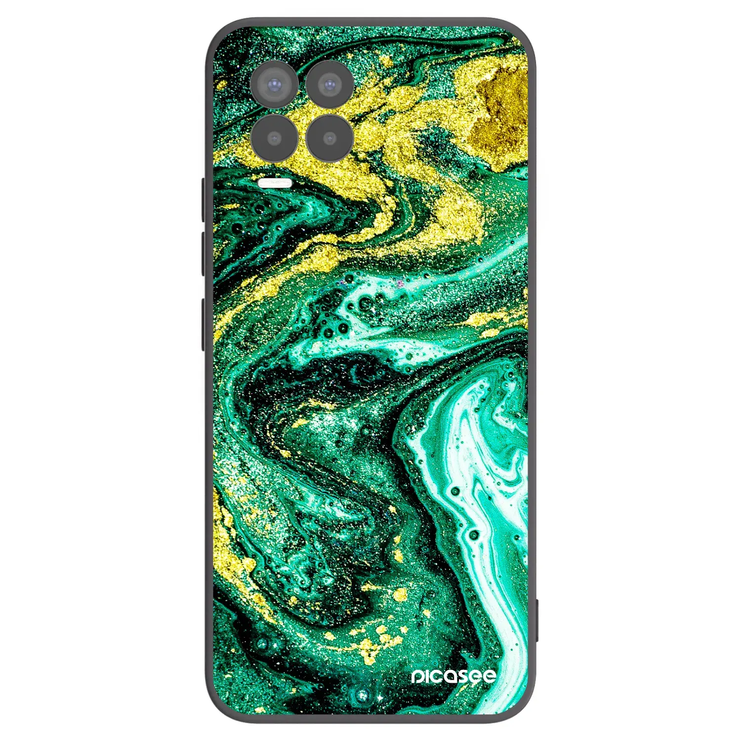 Silikonový černý obal pro Realme 8 Pro - Green Gold