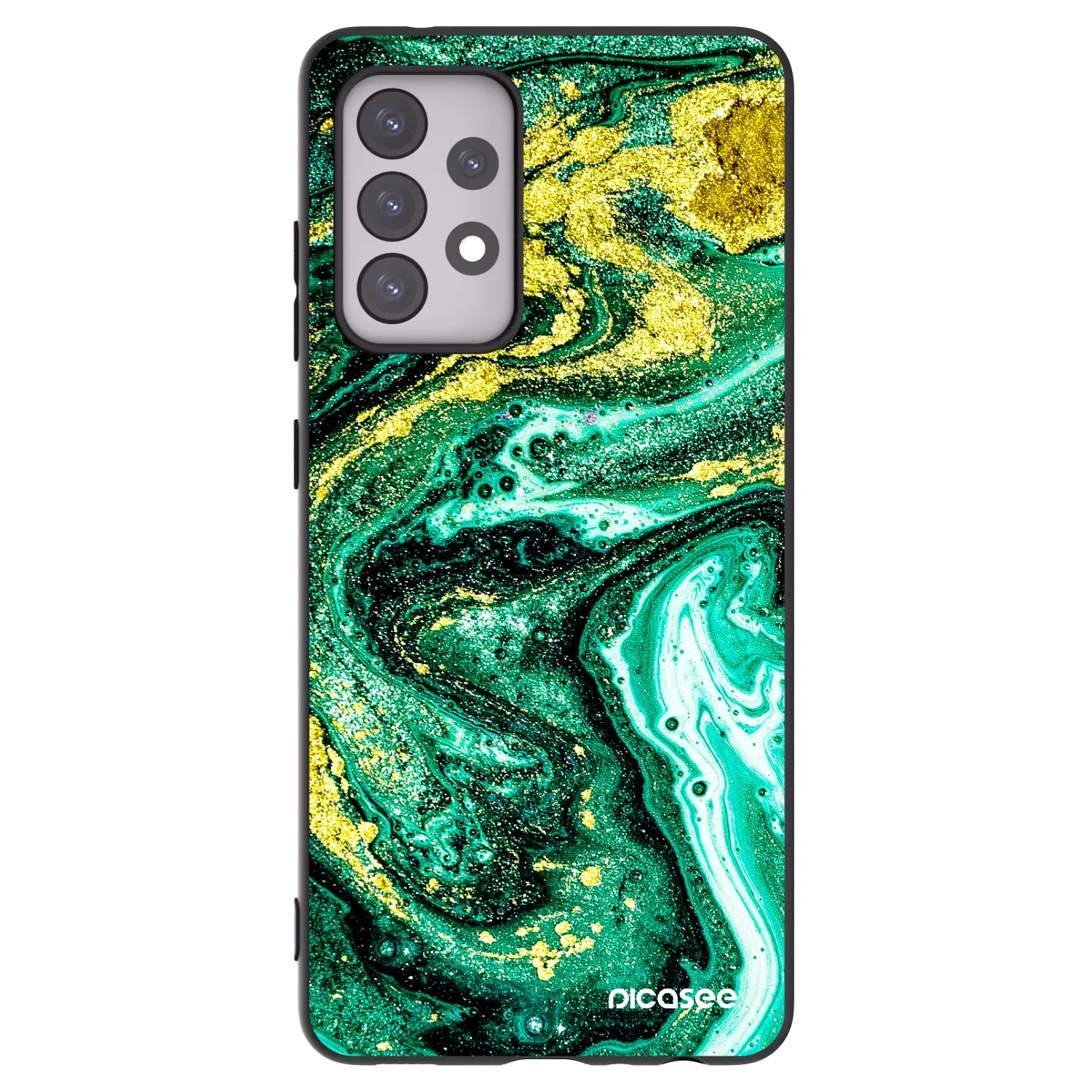 Silikonový černý obal pro Samsung Galaxy A52s 5G A528B - Green Gold