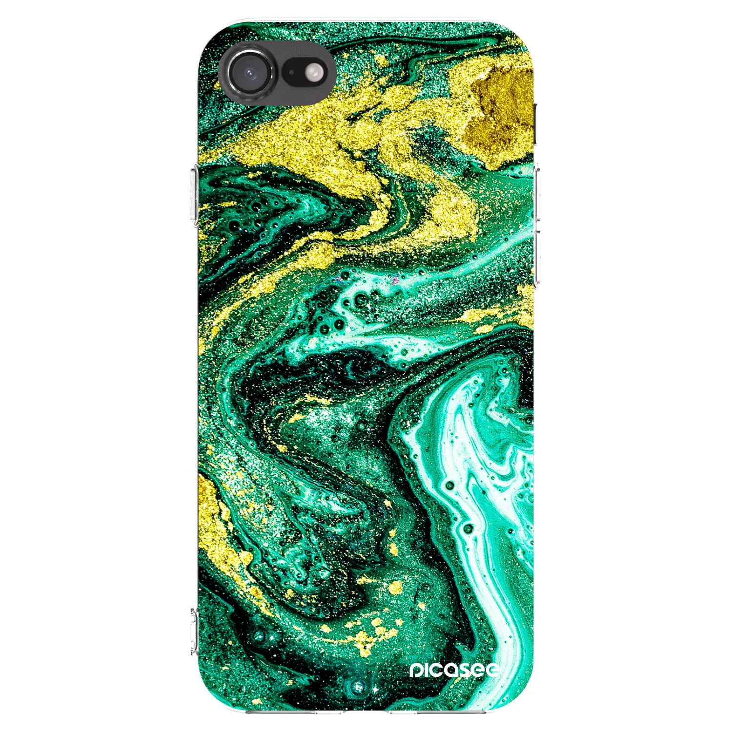 Silikonový průhledný obal pro Apple iPhone SE 2022 - Green Gold