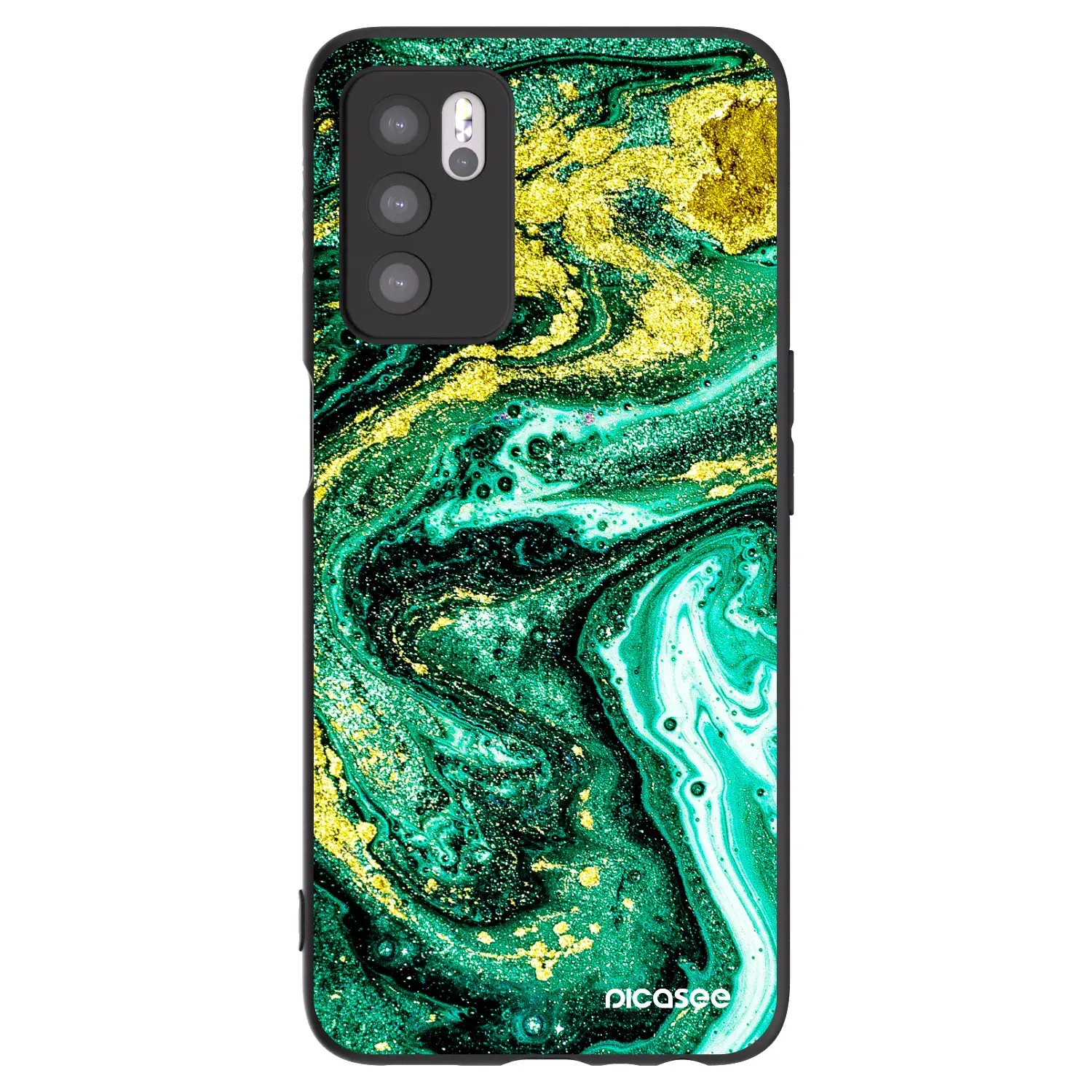 Silikonový černý obal pro OPPO A16s - Green Gold
