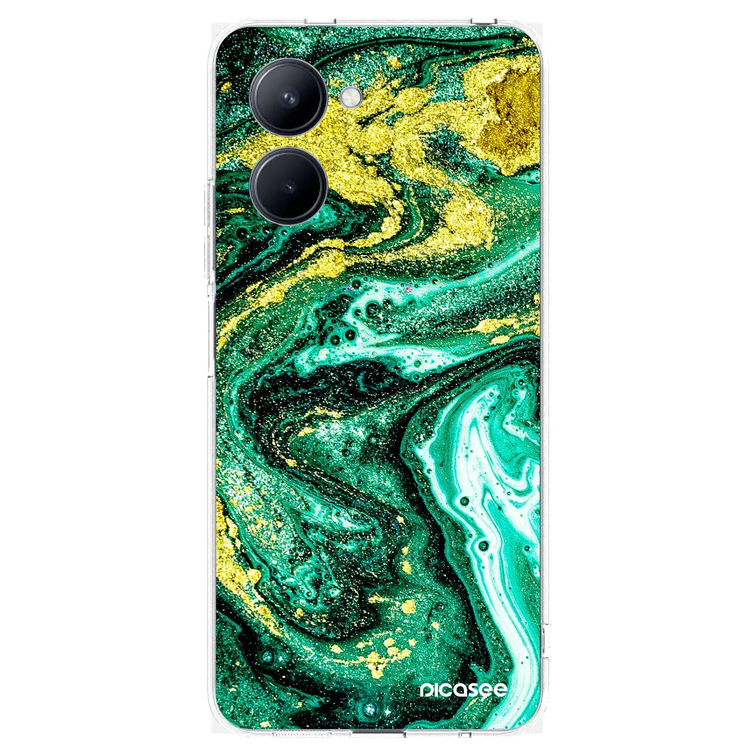 Silikonový průhledný obal pro Realme C33 (2023) - Green Gold