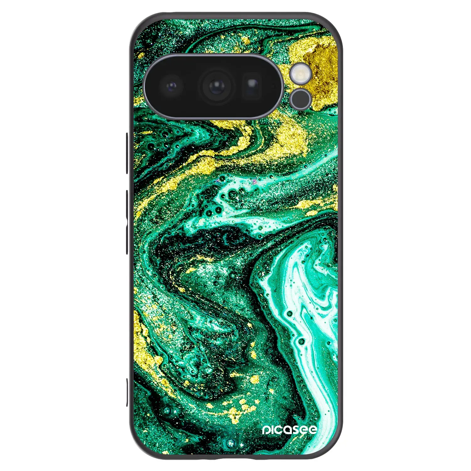 Silikonový černý obal pro Google Pixel 10 Pro - Green Gold