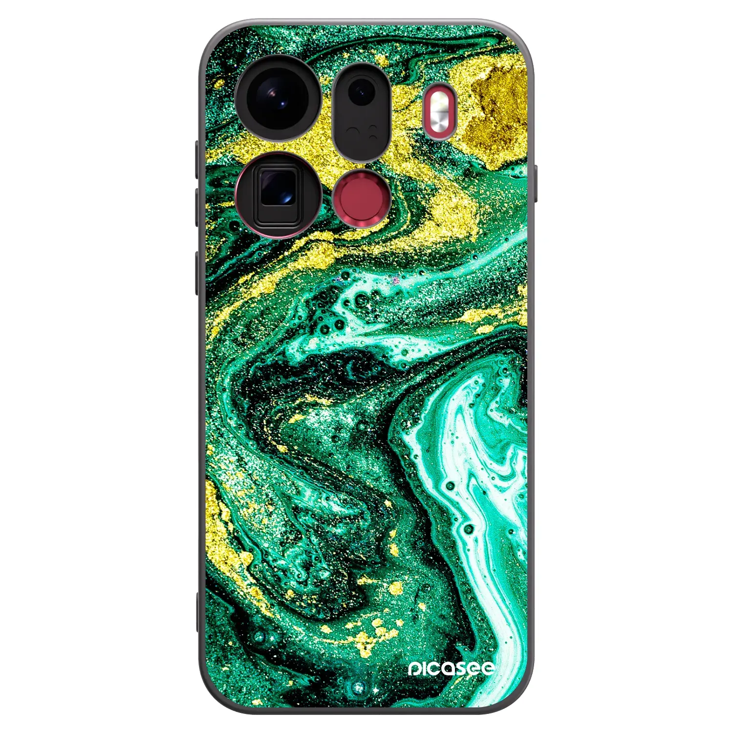 Silikonový černý obal pro OPPO Find X9 Pro - Green Gold