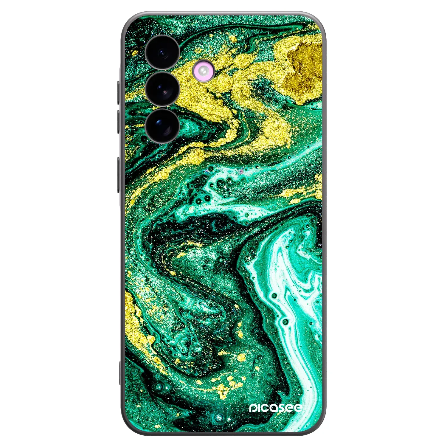 Silikonový černý obal pro Samsung Galaxy A57 5G - Green Gold
