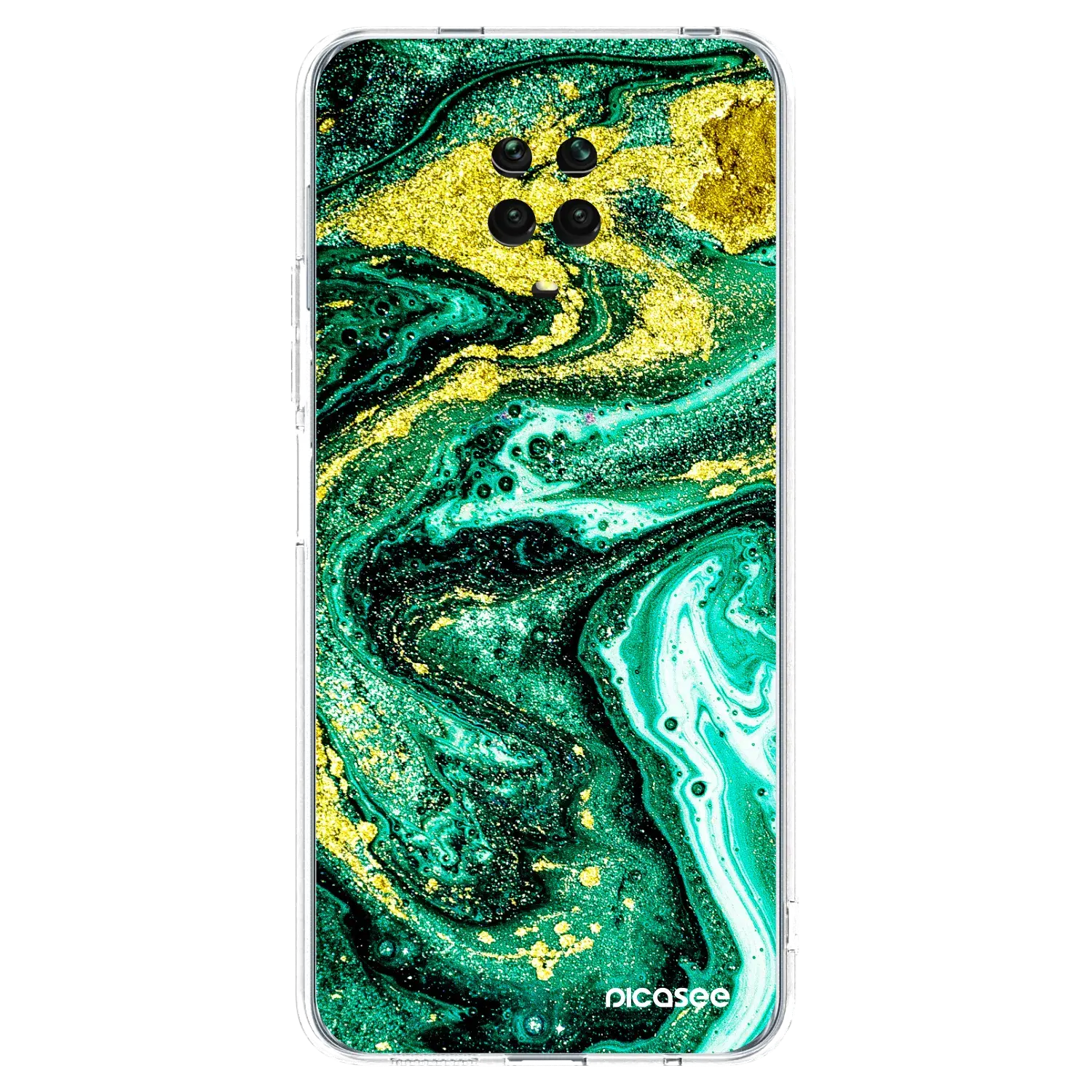 Silikonový průhledný obal pro Xiaomi Redmi Note 9S - Green Gold
