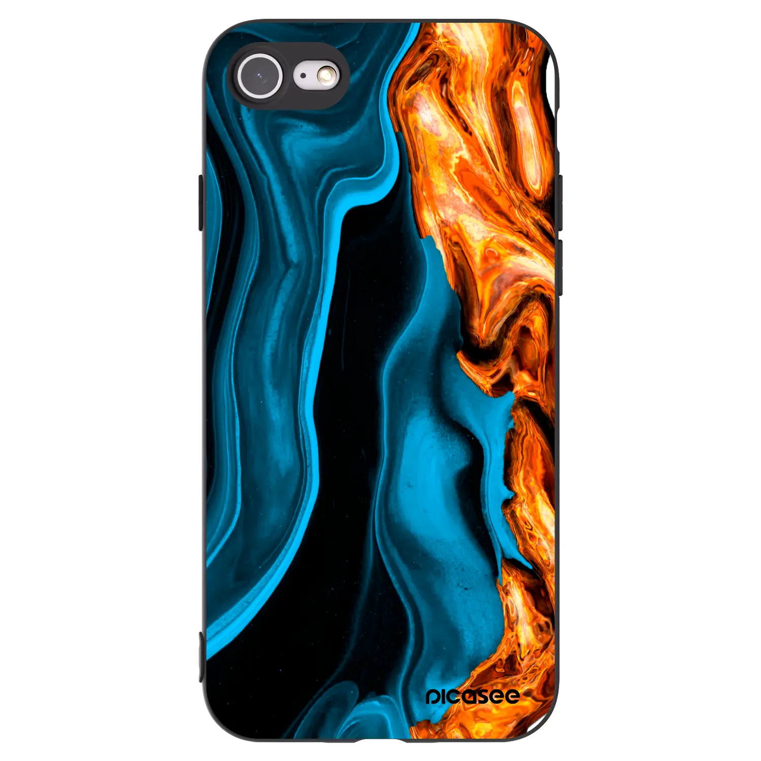 Silikonový černý obal pro Apple iPhone SE 2020 - Gold blue