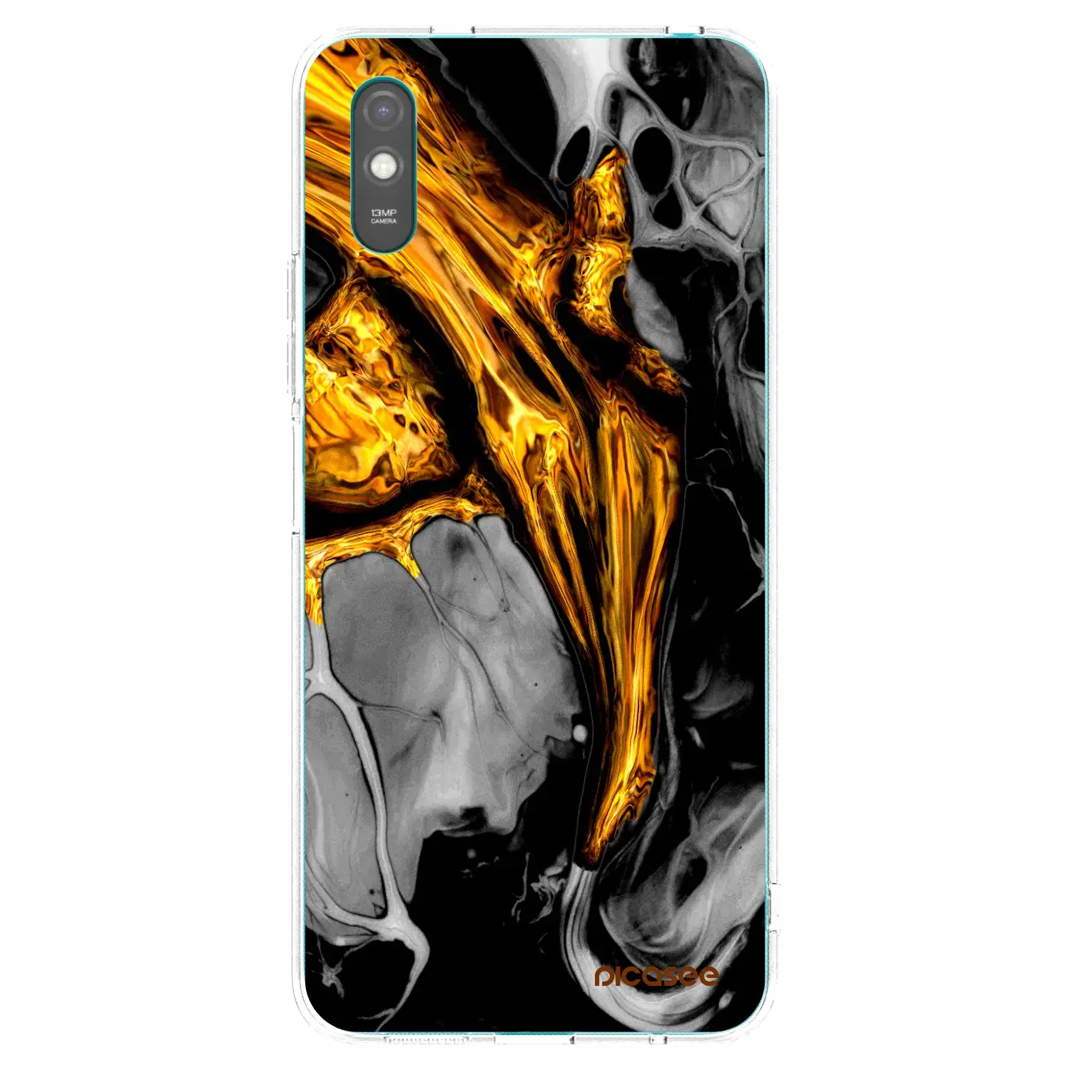 Silikonový průhledný obal pro Xiaomi Redmi 9AT - Black Gold