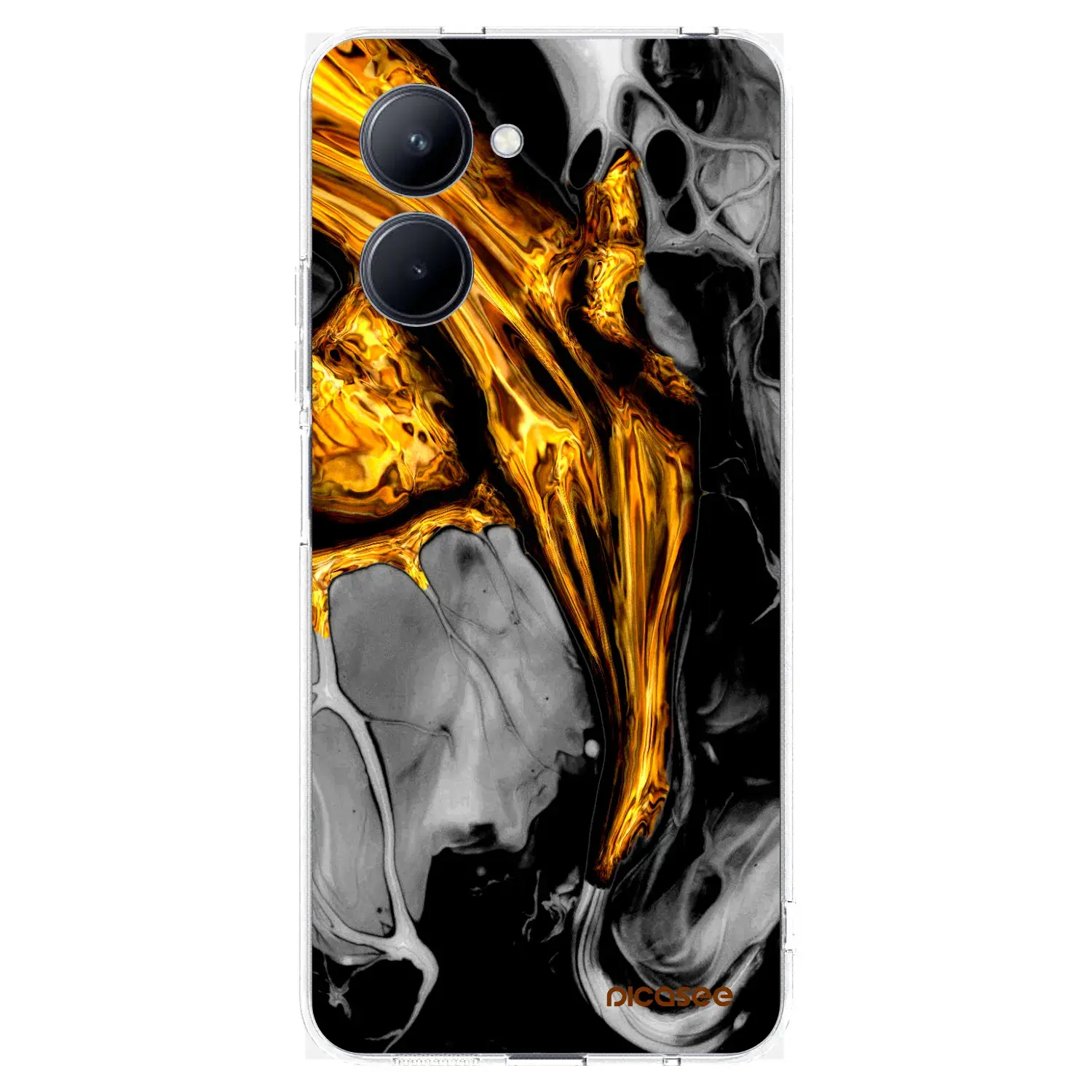 Silikonový průhledný obal pro Realme C33 (2023) - Black Gold
