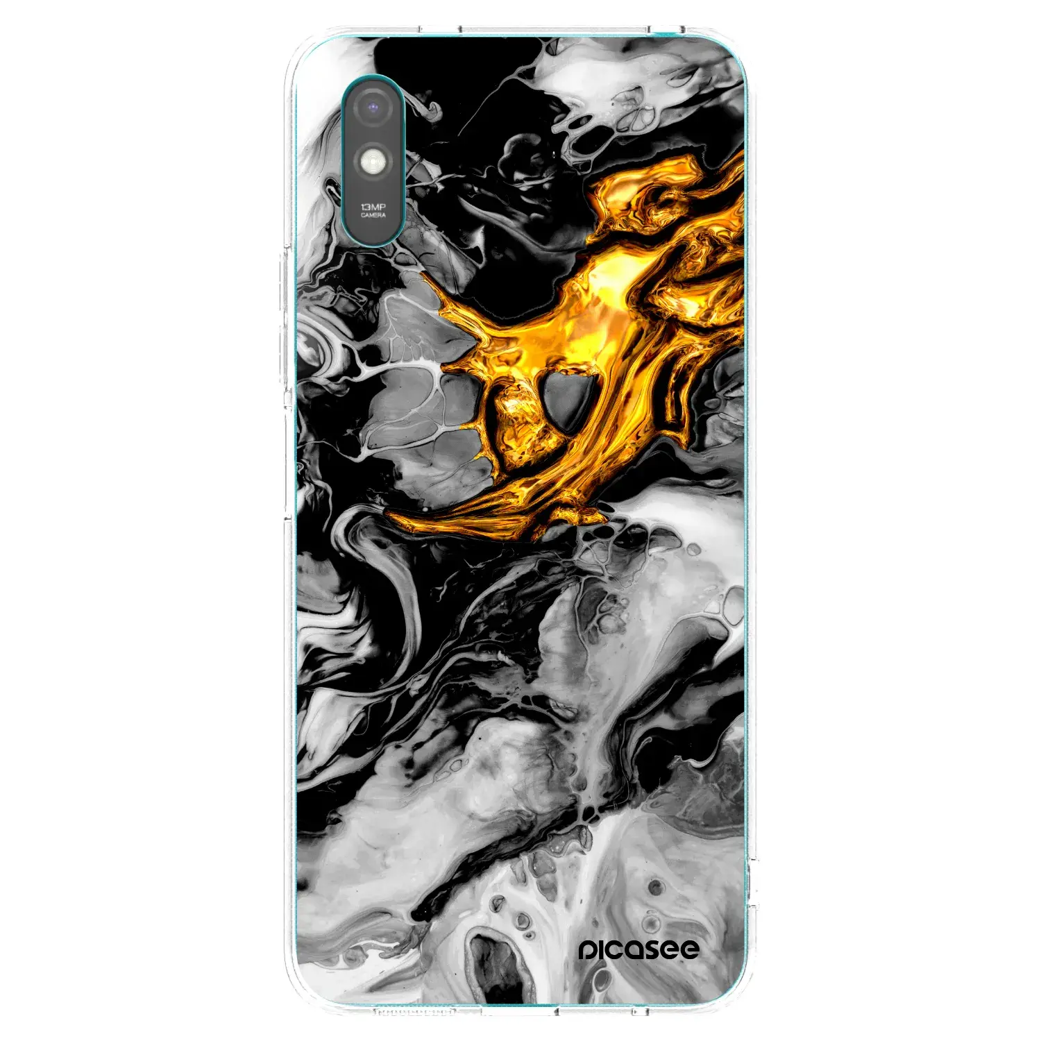 Silikonový průhledný obal pro Xiaomi Redmi 9AT - Black Gold 2
