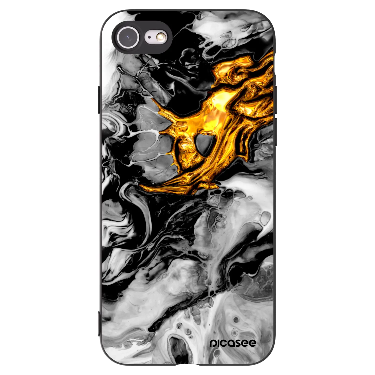 Silikonový černý obal pro Apple iPhone SE 2022 - Black Gold 2