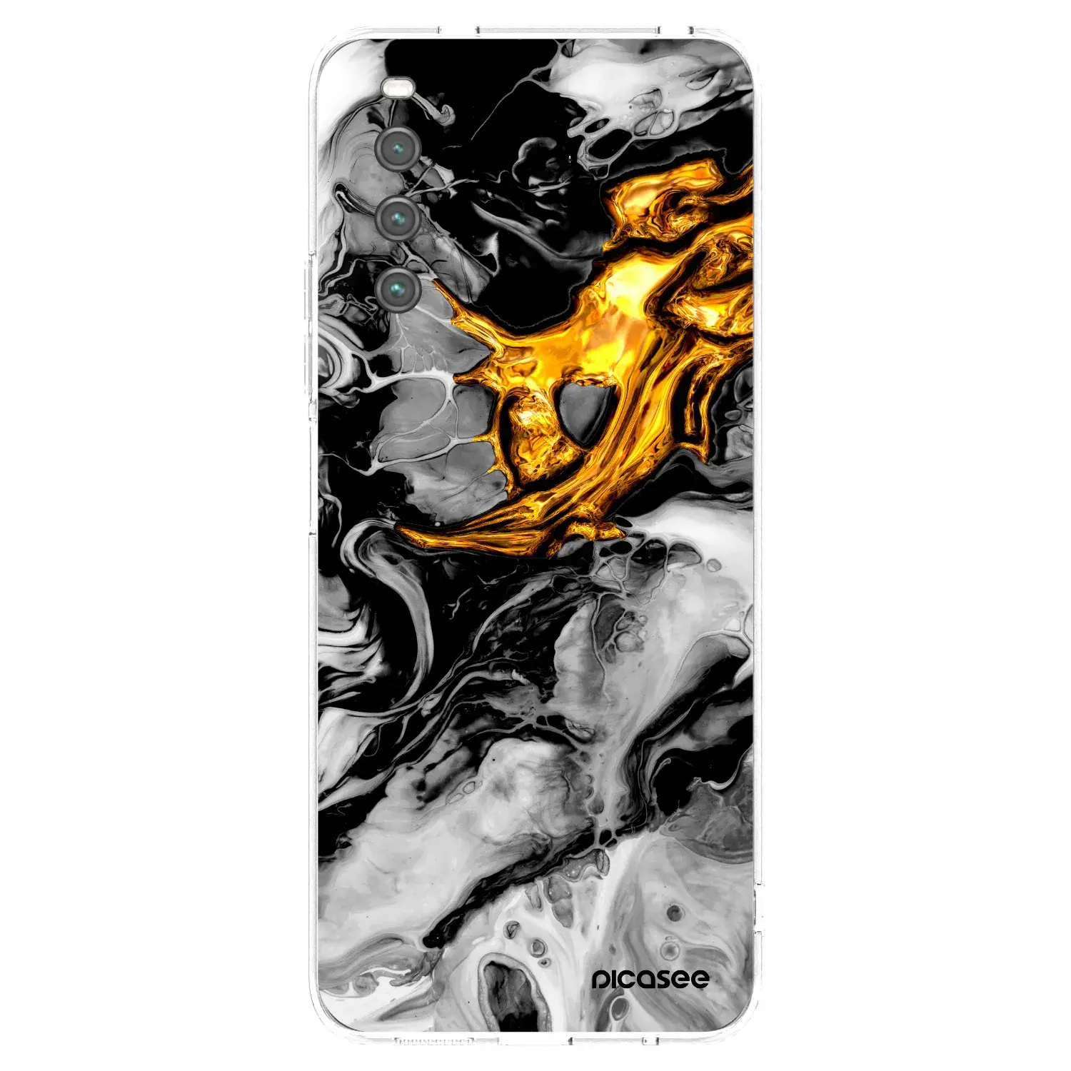 Silikonový průhledný obal pro Sony Xperia 10 IV 5G - Black Gold 2