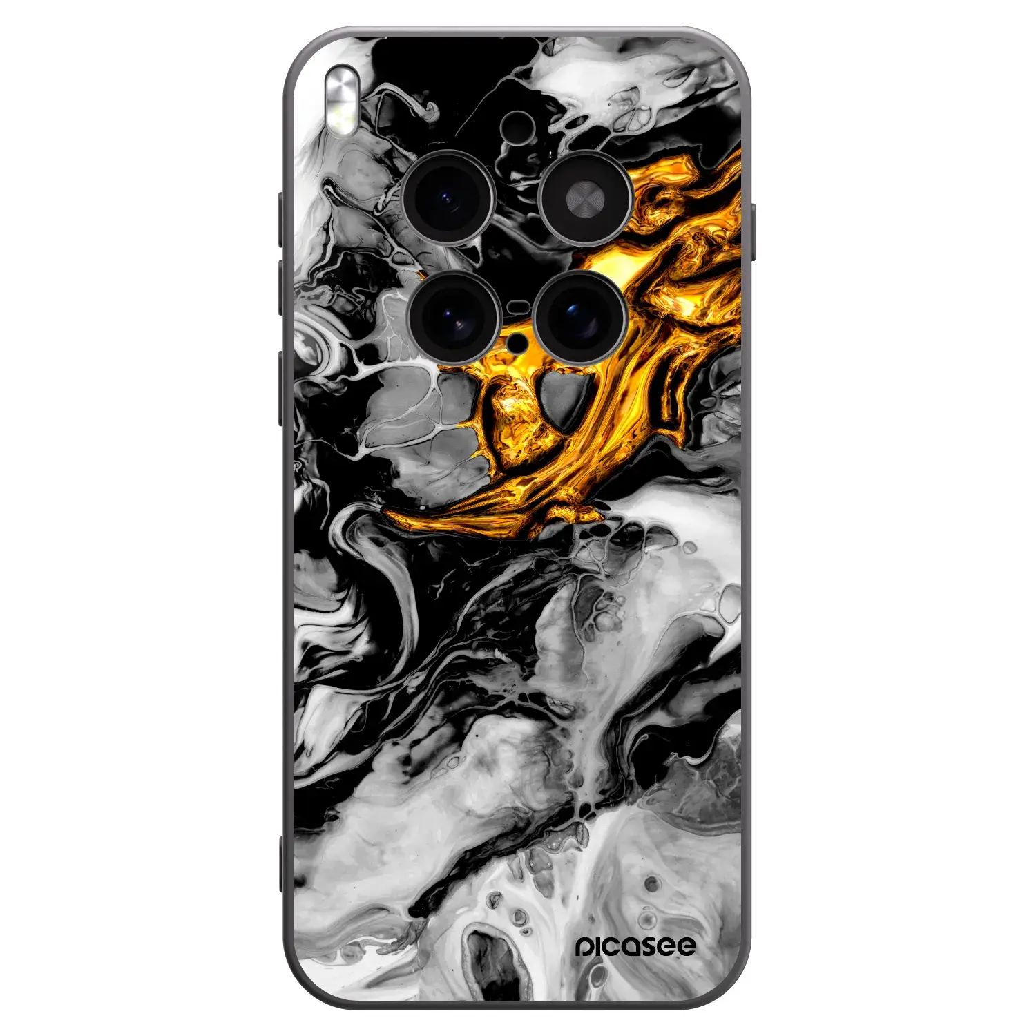 Silikonový černý obal pro Vivo X300 Pro - Black Gold 2