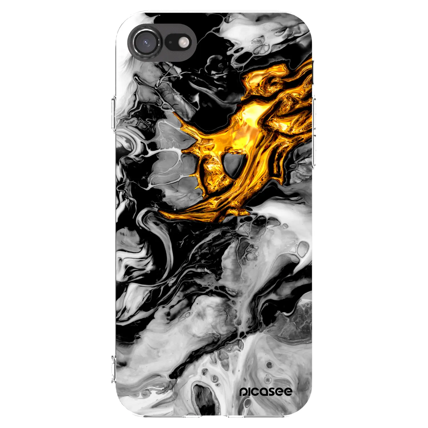 Silikonový průhledný obal pro Apple iPhone SE 2020 - Black Gold 2