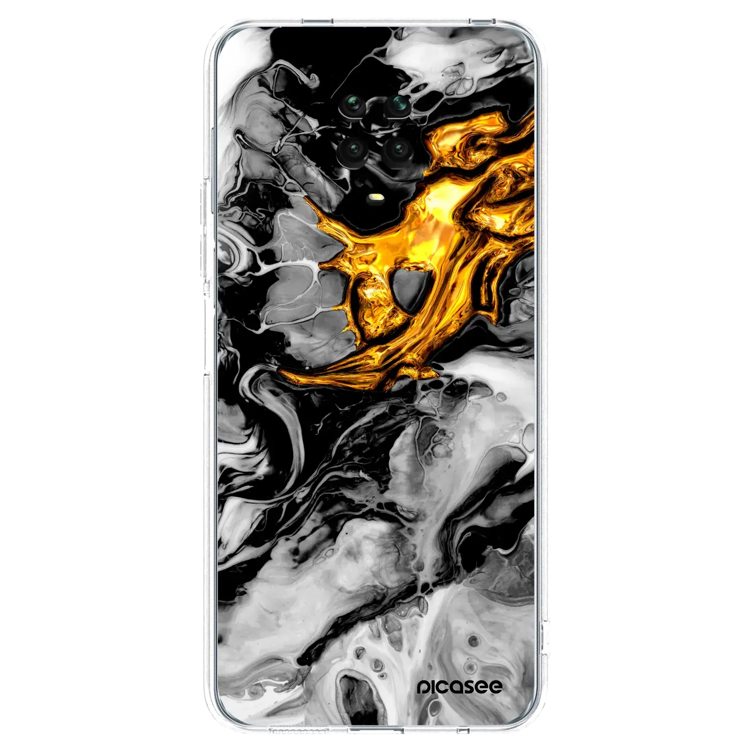Silikonový průhledný obal pro Xiaomi Redmi Note 9S - Black Gold 2