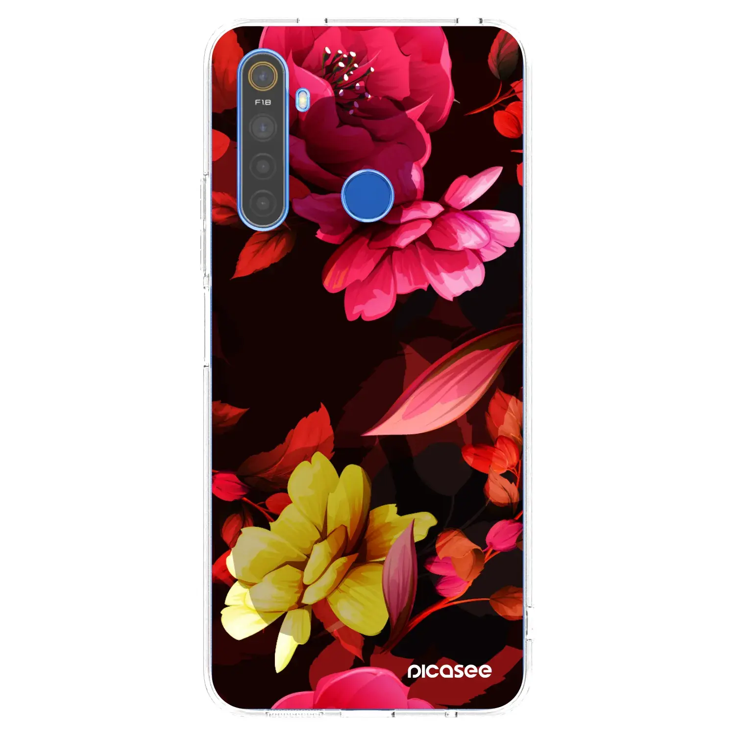 Silikonový průhledný obal pro Realme 5 - Dark Peonny