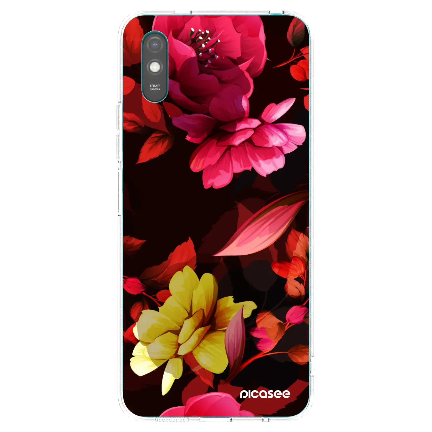 Silikonový průhledný obal pro Xiaomi Redmi 9AT - Dark Peonny