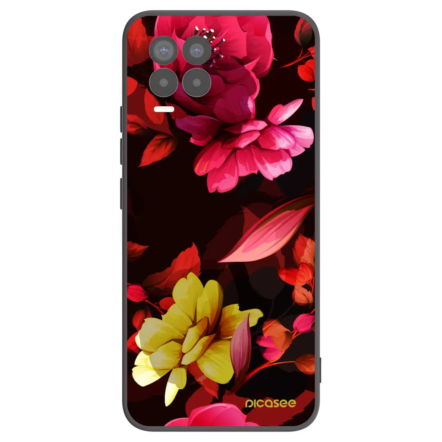 Silikonový černý obal pro Realme 8 Pro - Dark Peonny